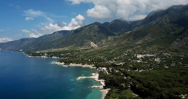 aerial view of the coast of Haiti