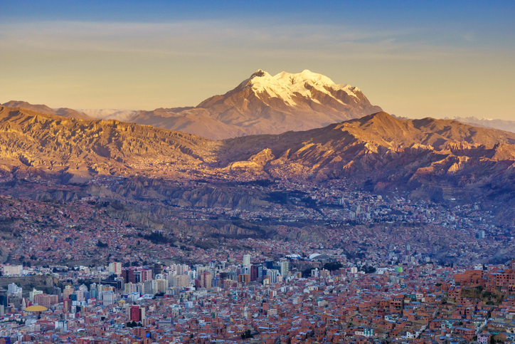 aerial view of the valley of La Paz Bolivia