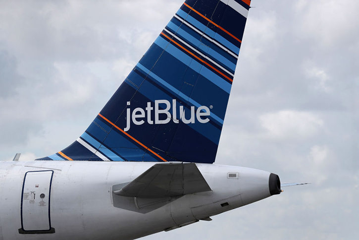 tail wing of Jet Blue aircraft