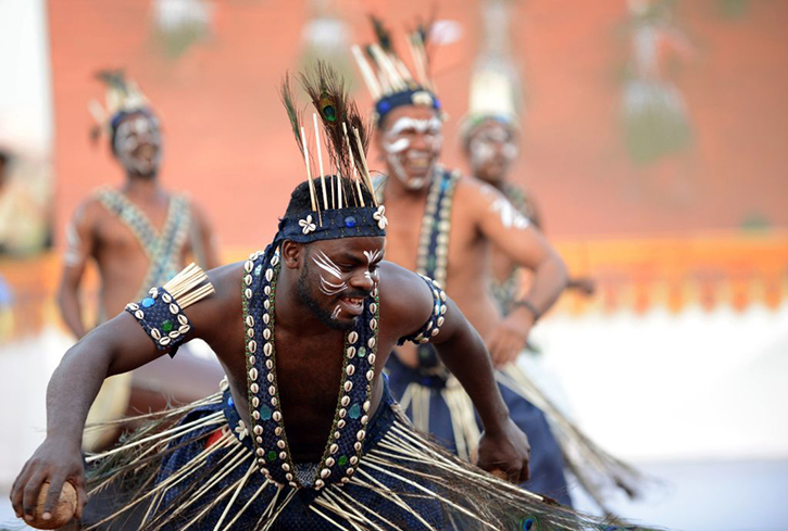 group of men doing traditional dance in India