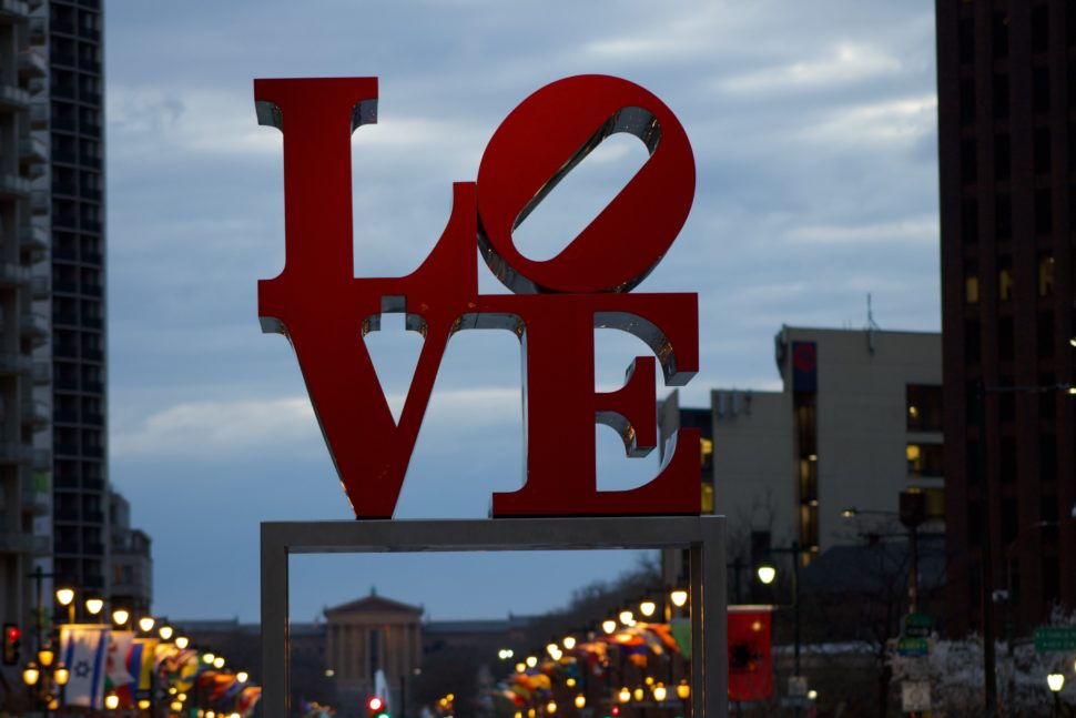 Love Park sign in Philadelphia, United States