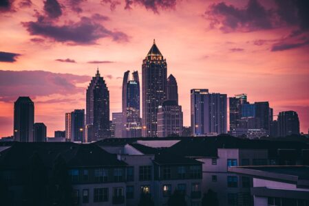Atlanta skyline at sunset