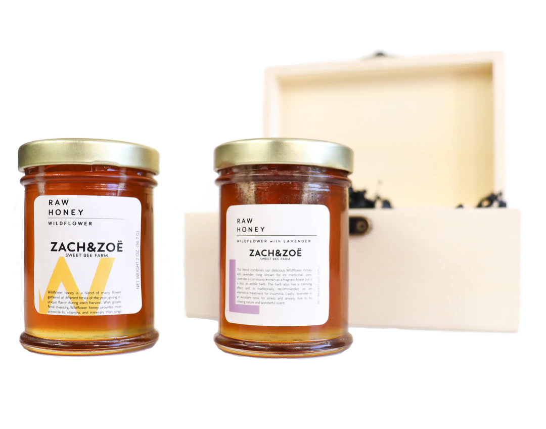 Zach&Zoë Giftbox with 2 Flavors of Wildflower Honey