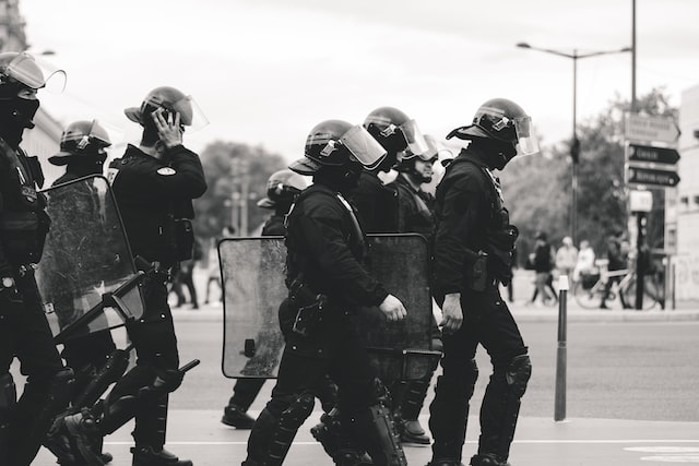 police in France in riot gear during protests