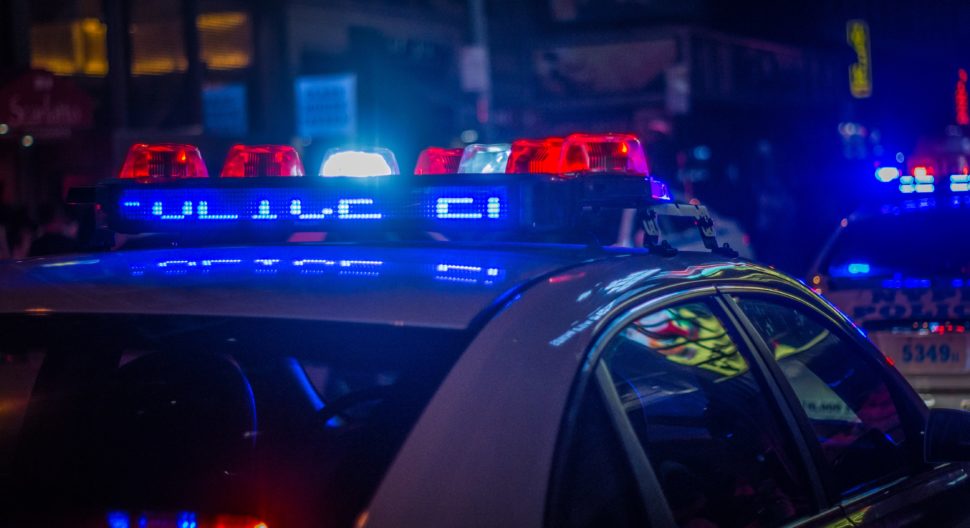 Police Lights On Crime Scene