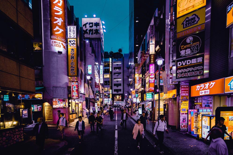 street in Japan at nighttime