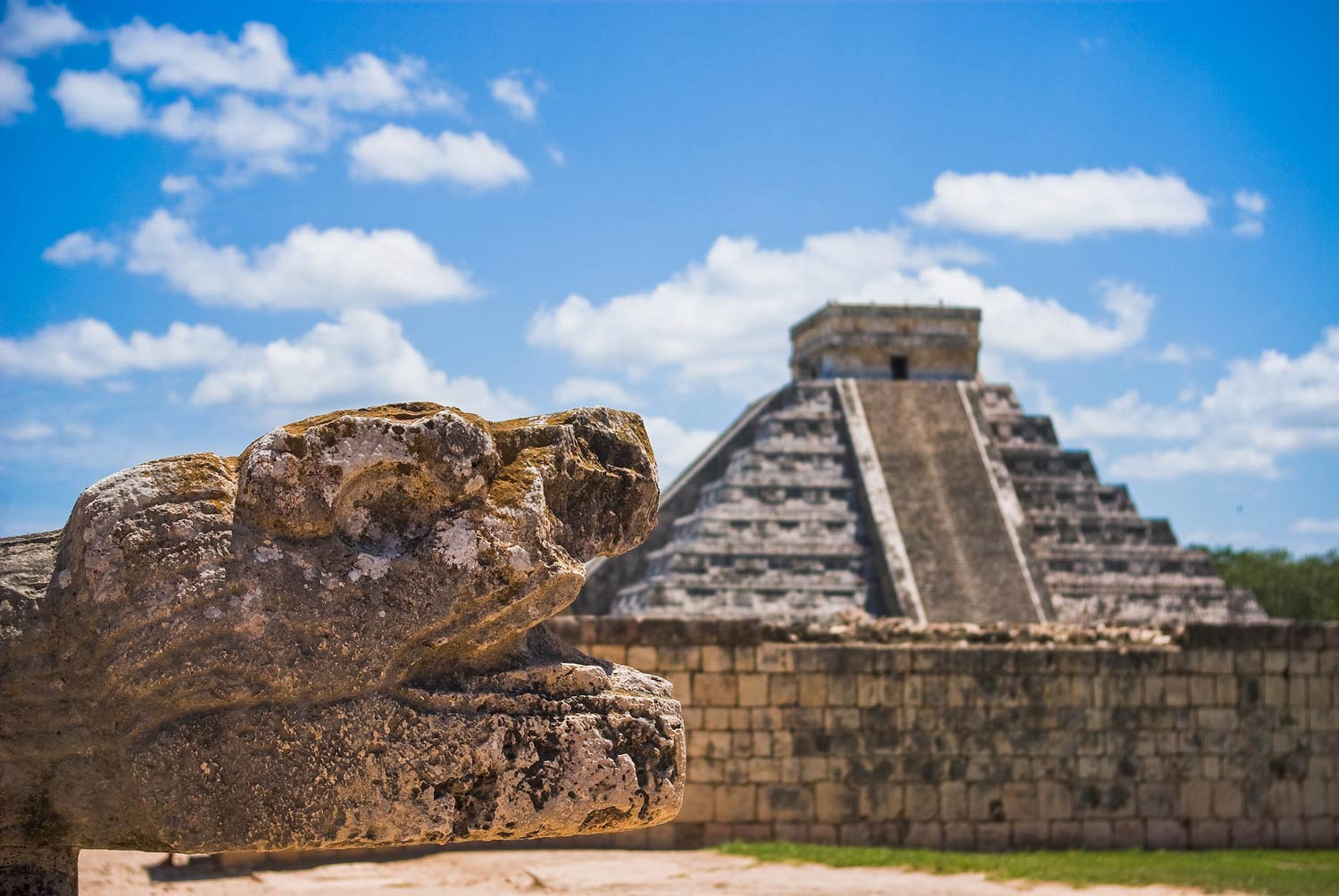 photo of ancient mayan template at Chichen Itza