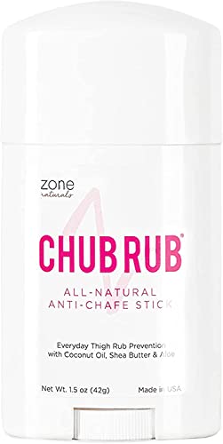 Zone Naturals Chub Rub Stick - 100% Natural Anti Chafing Stick - Thigh Rescue Friction Defense Stick - Anti Chafe Stick Reduces Rubbing and Irritation - 1.5 Ounce