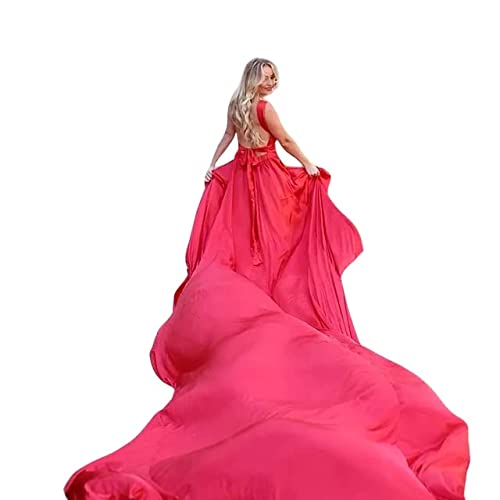 Long Flying Dress | Long Train Dress | Photoshoot Dress | Flowy Dress | Satin Dress | Santorini Flying Dress Long Maxi Photography Baby Shower Dress for Women| Long Satin Dress
