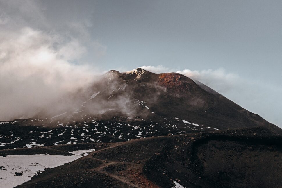 aerial view of a mountain in Catania, Sicily in Italy