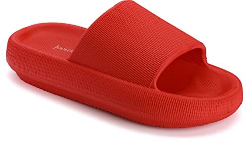 Joomra Womens Shower Slippers Slides Cloud Cushioned for Mens Recovery Quick Drying Massage Foam Female Pillow Slipers House Pool Beach Spa House Garden Sandals for Ladies Male Sandalias Red 40-41