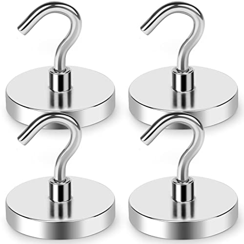 LOVIMAG Magnetic Hooks Heavy Duty, 100 lb Strong Magnetic Hooks for Hanging, Toolbox, Cruise, Office and Kitchen etc- 4 Pack