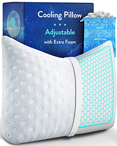 Adjustable Side Sleeper Pillow for Neck and Shoulder Pain Relief - Cooling Gel Memory Foam Pillow - Curved Pillow for Side and Back Sleepers– Bed Pillow for Sleeping - Adjustable Memory Foam Pillow