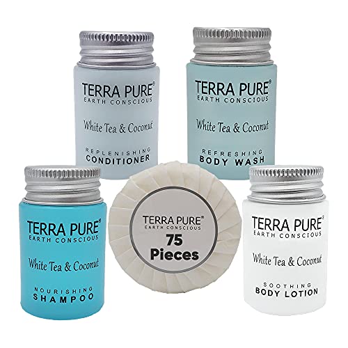 Terra Pure Hotel-Style All-In-One Kit, White Tea and Coconut | 1oz (75 Pieces)