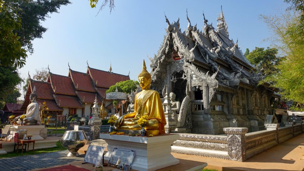 Silver Temple on a sunny day in Chiang Mai Thailand
