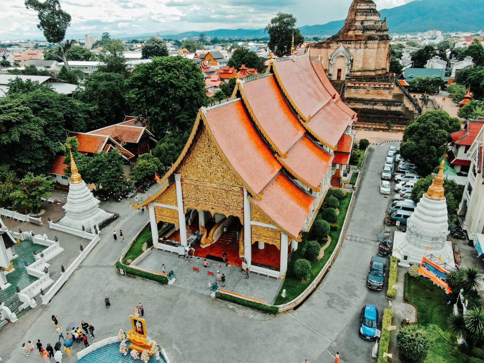 Architectural Design Of An Orange Temple in Chiang Mai Thailand