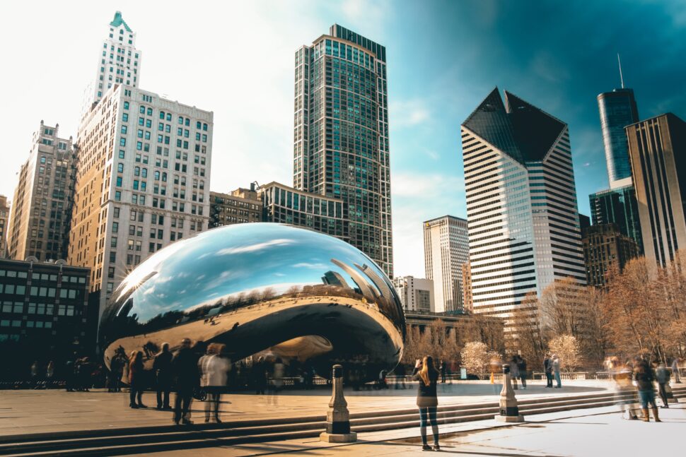 afternoon view of The Bean In Chicago
