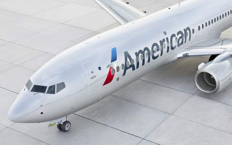 aerial view of American airlines aircraft on the ground