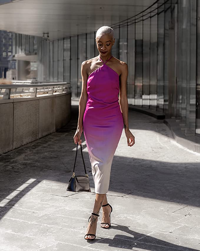 The Drop Women's Orchid Ombre Satin Midi Dress by @signedblake