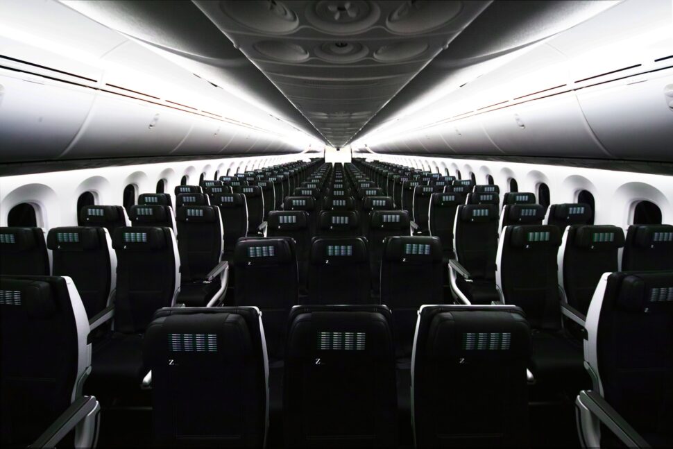 interior view of empty Zipair plane