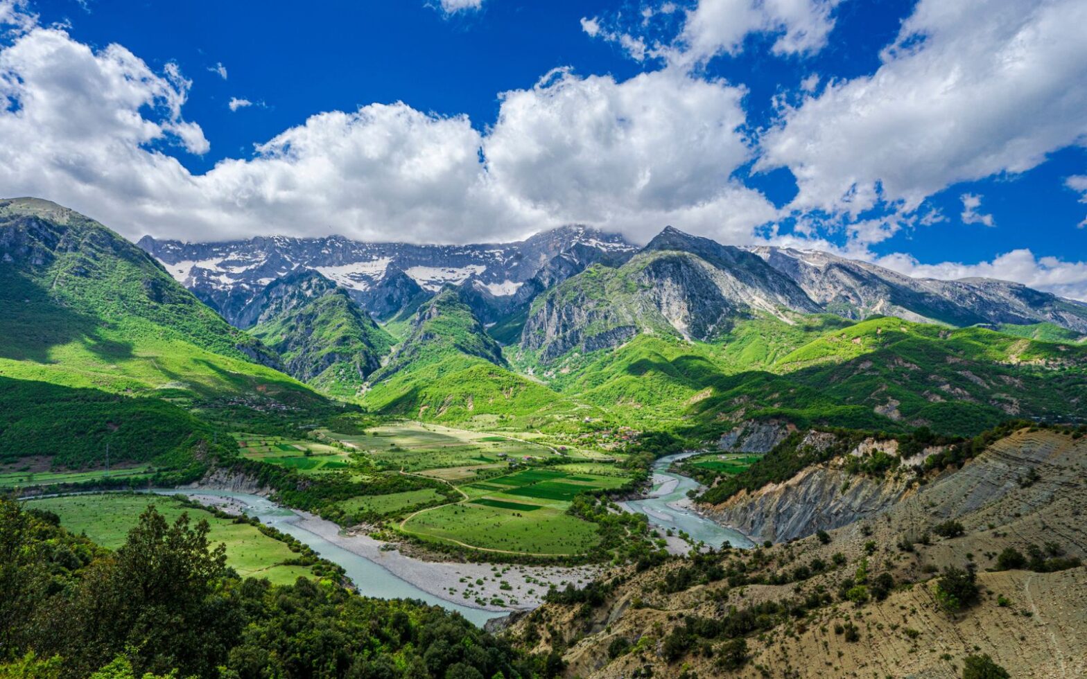 The mountains and the Vjosa River in Albania