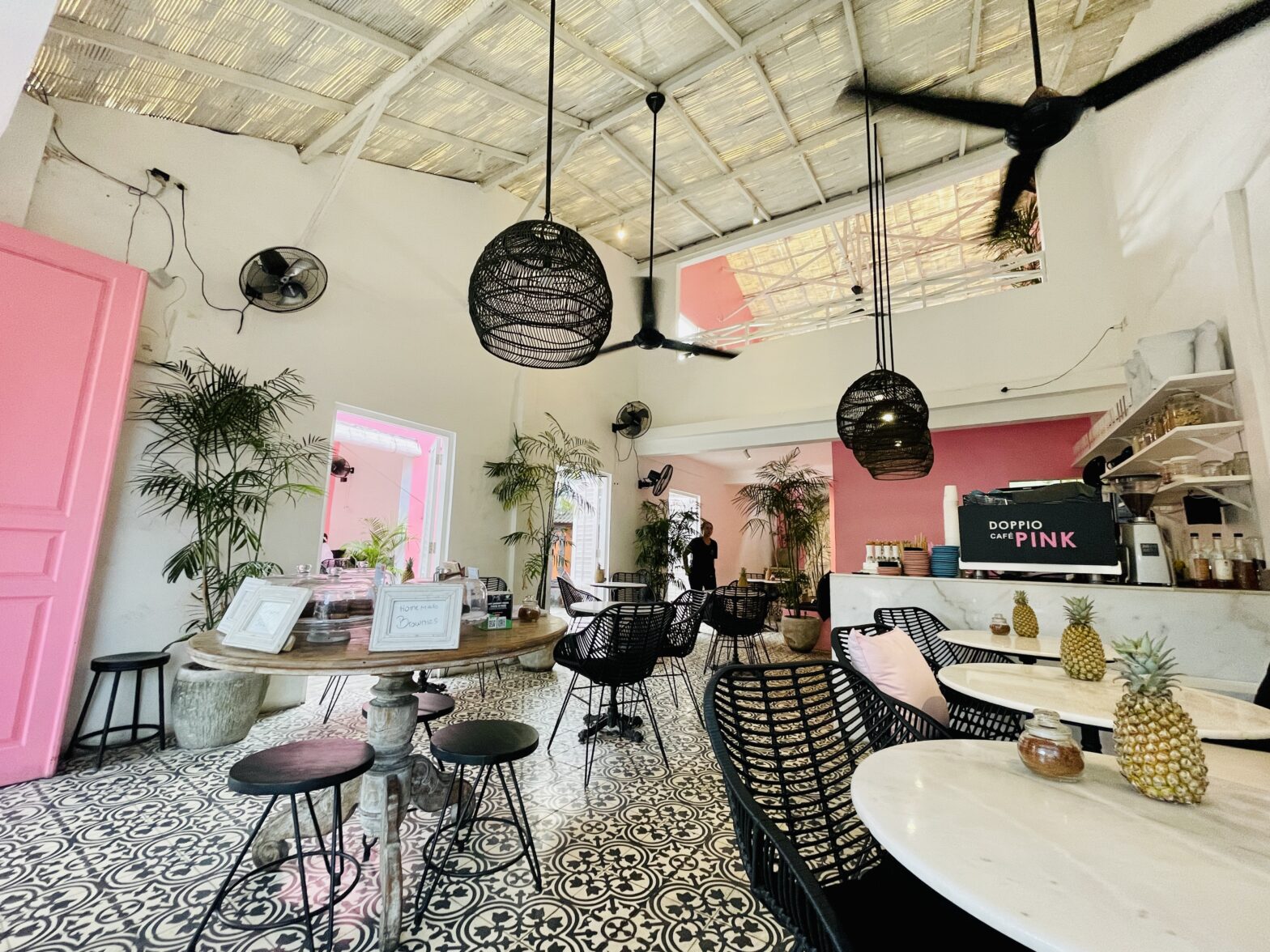 Inside Doppio Cafe Pink in Bali.