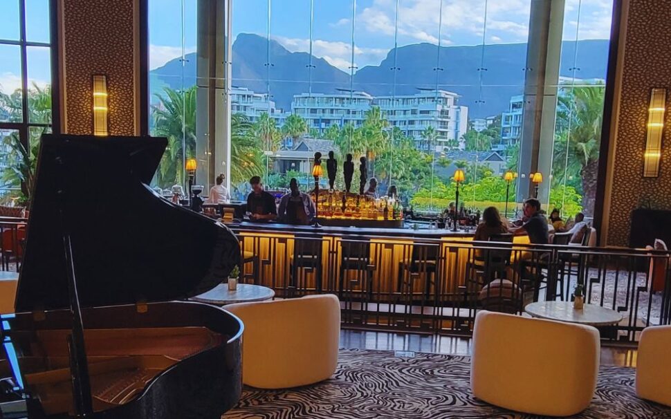 One&Only hotel bar area with view of Table Mountain