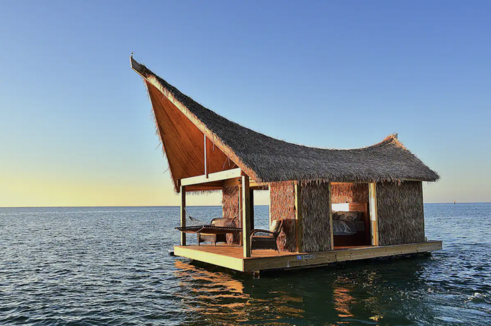 The Grand Tiki Suites sits on water in Key West, Florida.