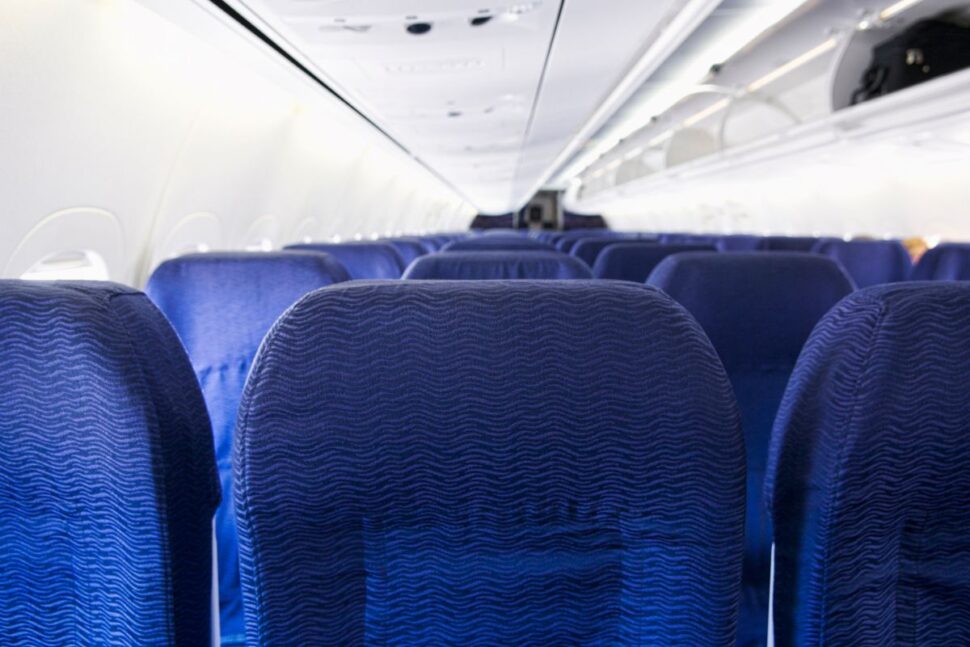 airplane seating close-up shot