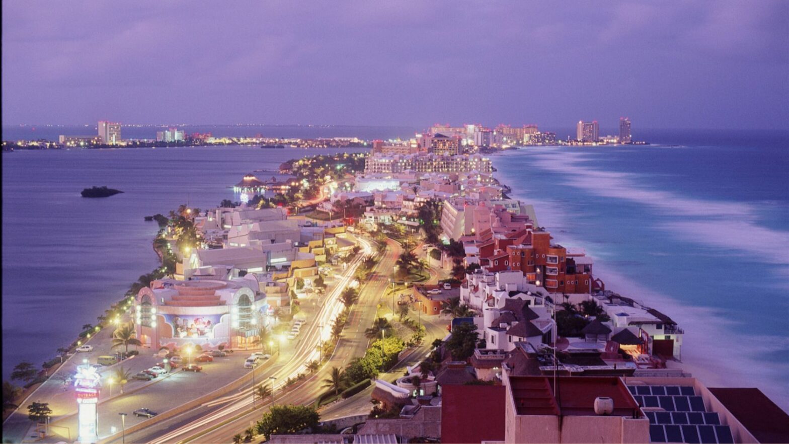 Cancun Mexico strip at sunset - Mexico security measures increasing
