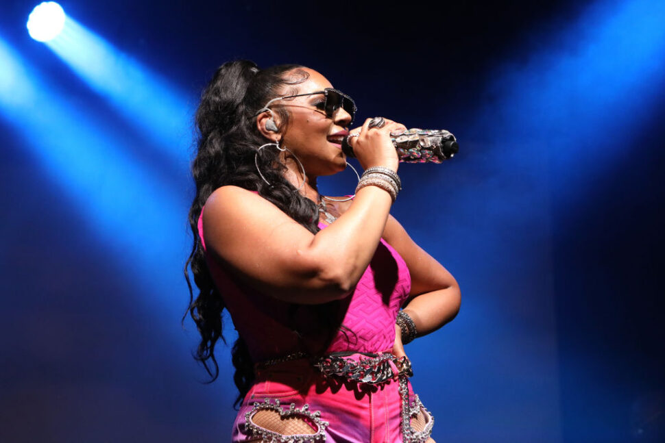 Singer Ashanti on stage performing