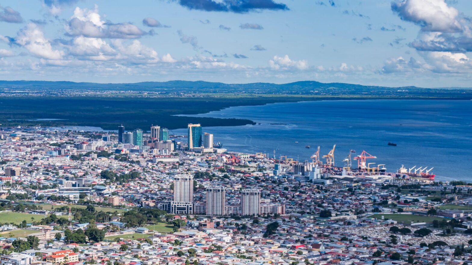 aerial view of Port of Spain in Trinidadq