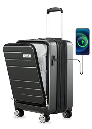 LUGGEX Expandable Carry On Luggage with USB Port