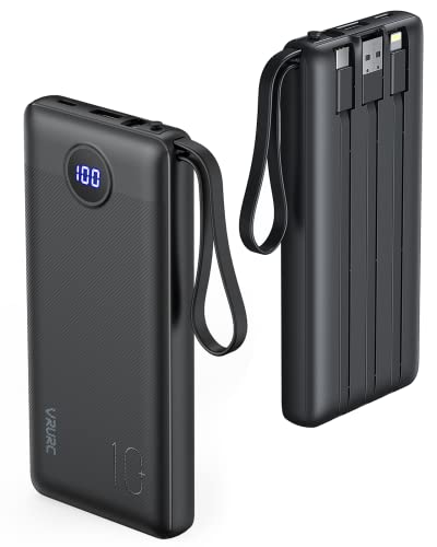 VRURC Portable Charger with Built in Cables