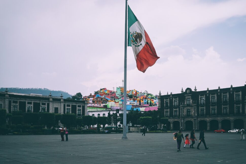 Mexico Flag in Zocalo square