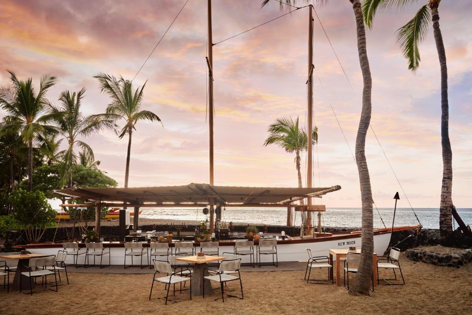 beach bar and restaurant at sunset