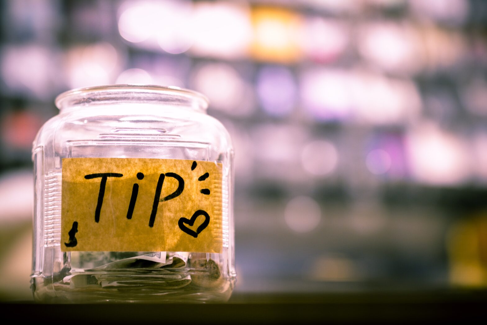 tip jar on a counter