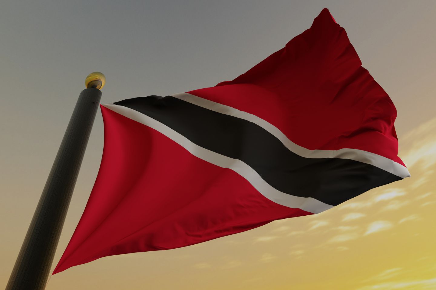 Trinidad and Tobago Flag waving in the air