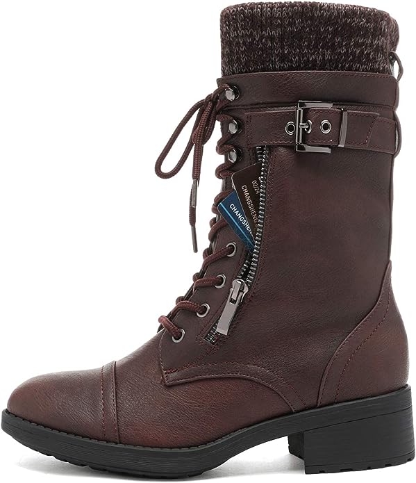 DREAM PAIRS Lace Up Combat Boots