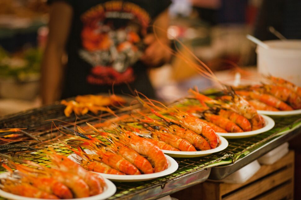 plates of shrimp