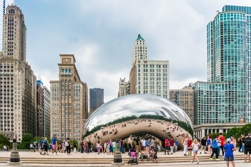 The famous "bean" in Chicago.