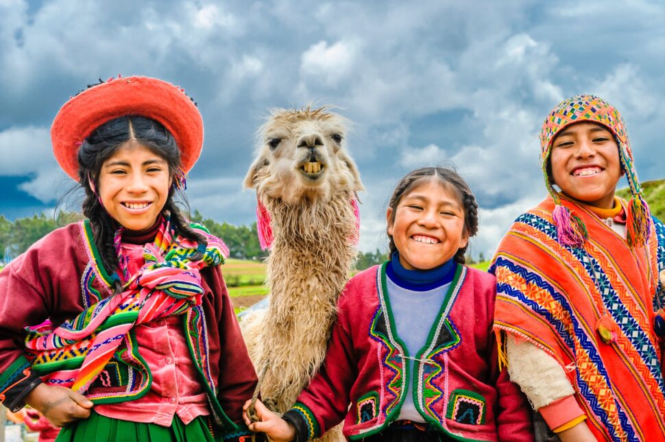 indigenous Peruvians in traditional attire
