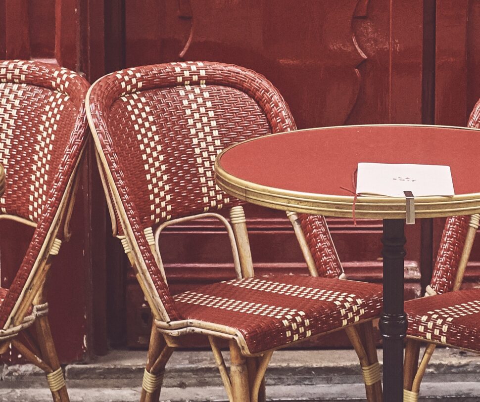 The Rue Montorgueil is a popular area for travelers to shop and explore. it is one of the best features of the 2nd arrondissement of Paris. 
pictured: The standard European street-side chairs for a cafe in Paris 
