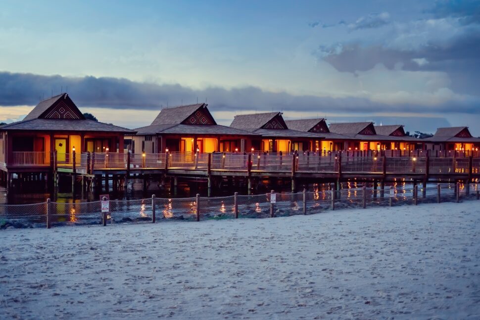 Florida's Disney offers a Polynesian resort stay with luxury overwater bungalows. 