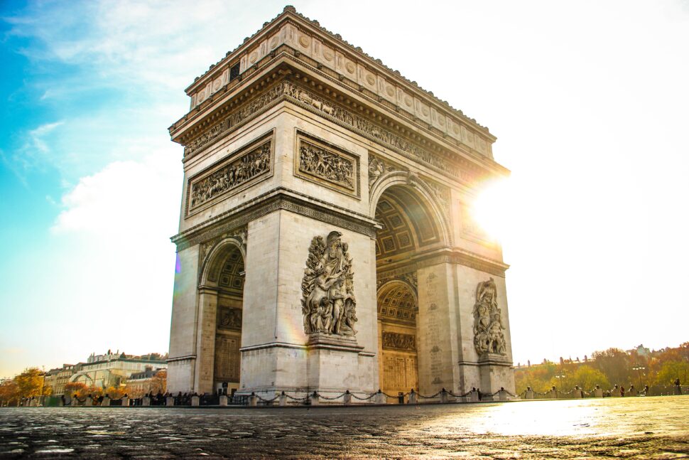 Champs-Elysées is a striking landmark of Paris that many do not know is in the 8th arrondissement. pictured: Champs-Elysées on a bright sunny day 