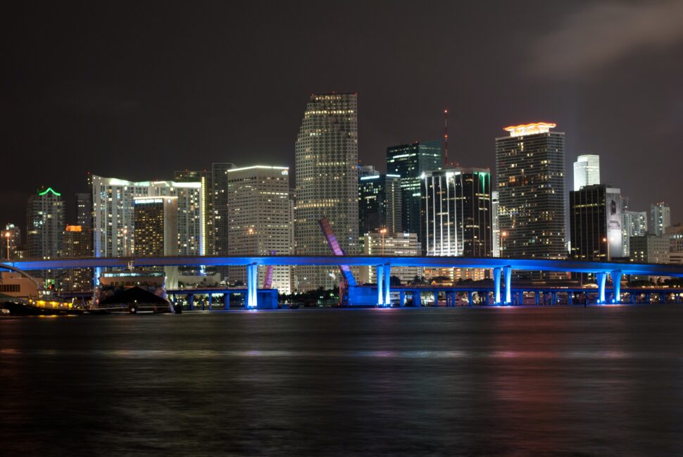 Miami is a popular nightlife destination with plenty of parties to enjoy. Check out where to stay! Pictured: Miami at night.