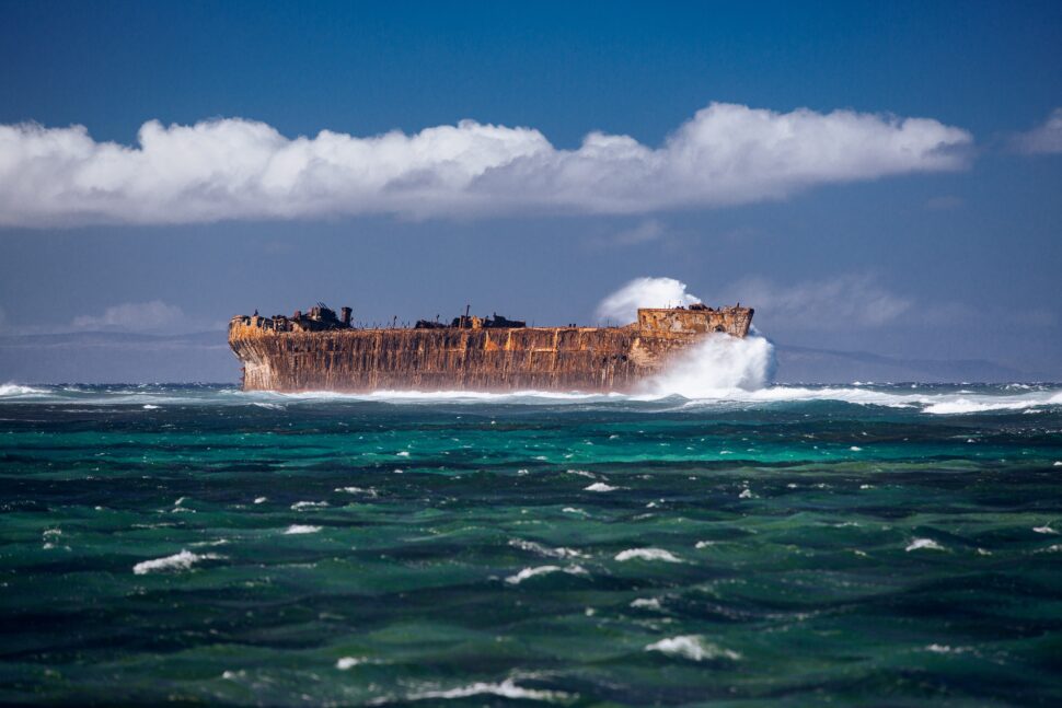 Lanai is a secluded Hawaiian island. 
Pictured: The ship at Shipwreck Beach is s relic and cool attraction 