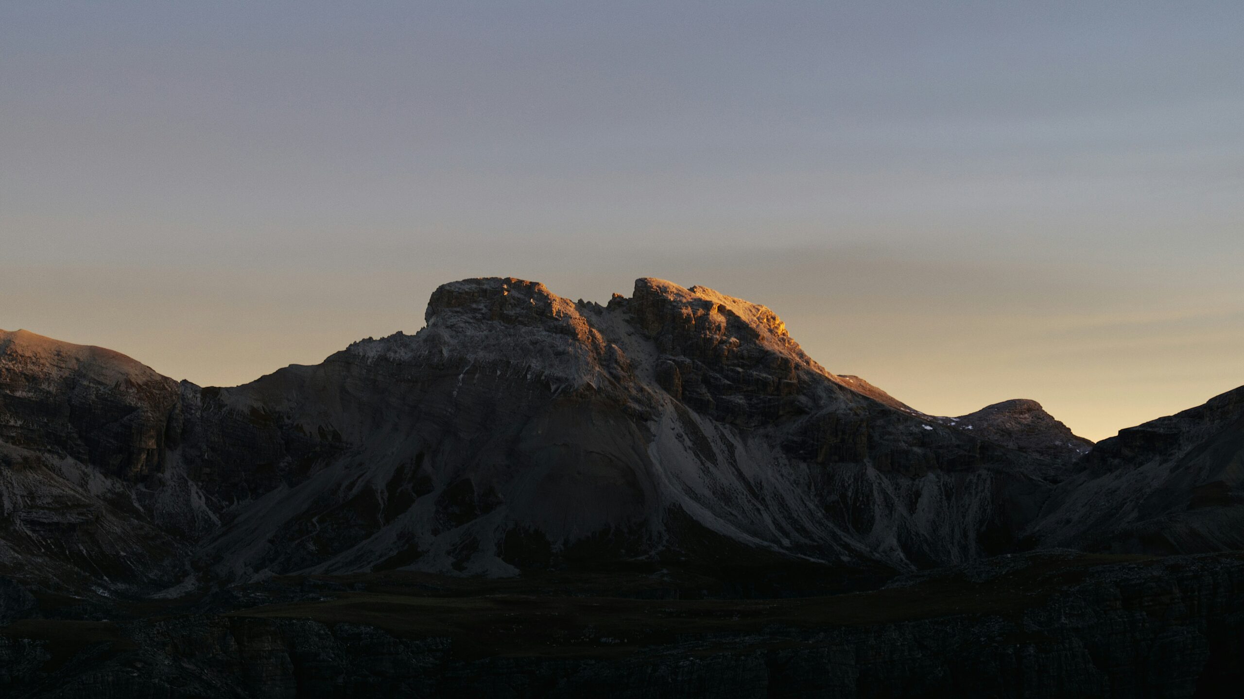 The Dolomites is a UNESCO World Heritage Site in Italy. 
Pictured: the Dolomite mountains during sunset