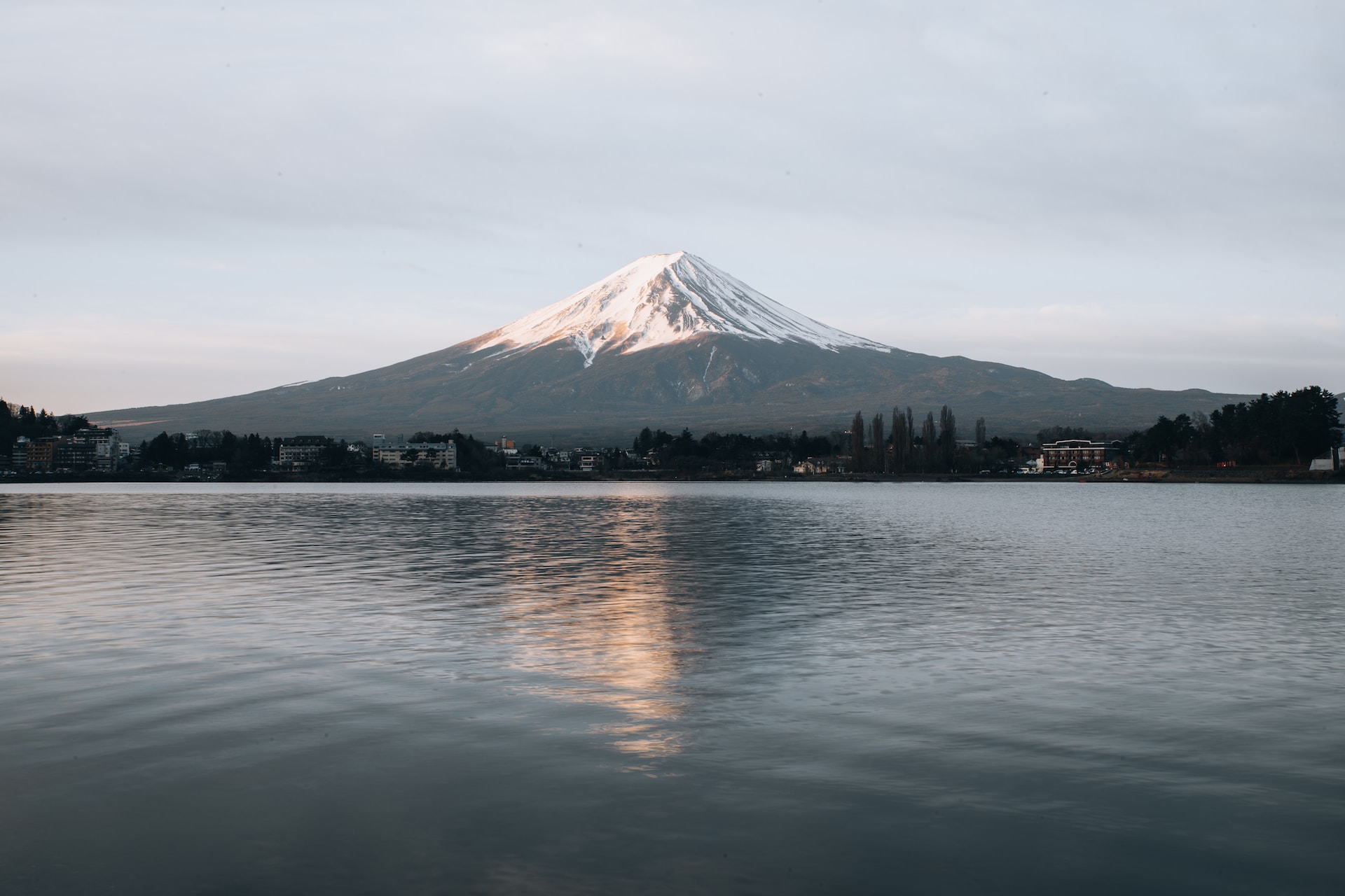 Mt. Fuji in Japan from across the water.