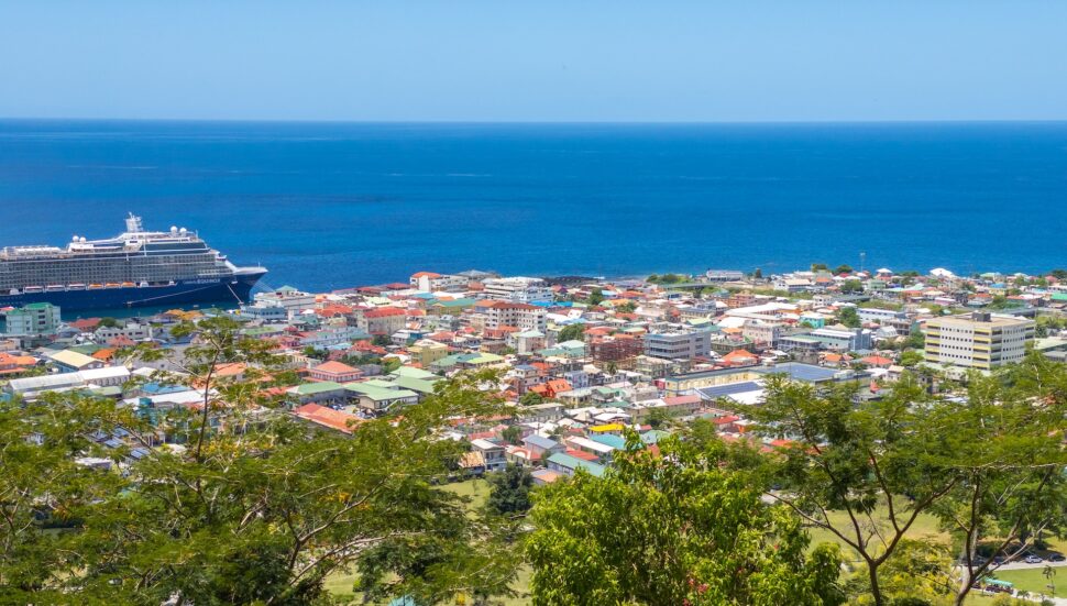 A view of the entire city of Roseau, Dominica.